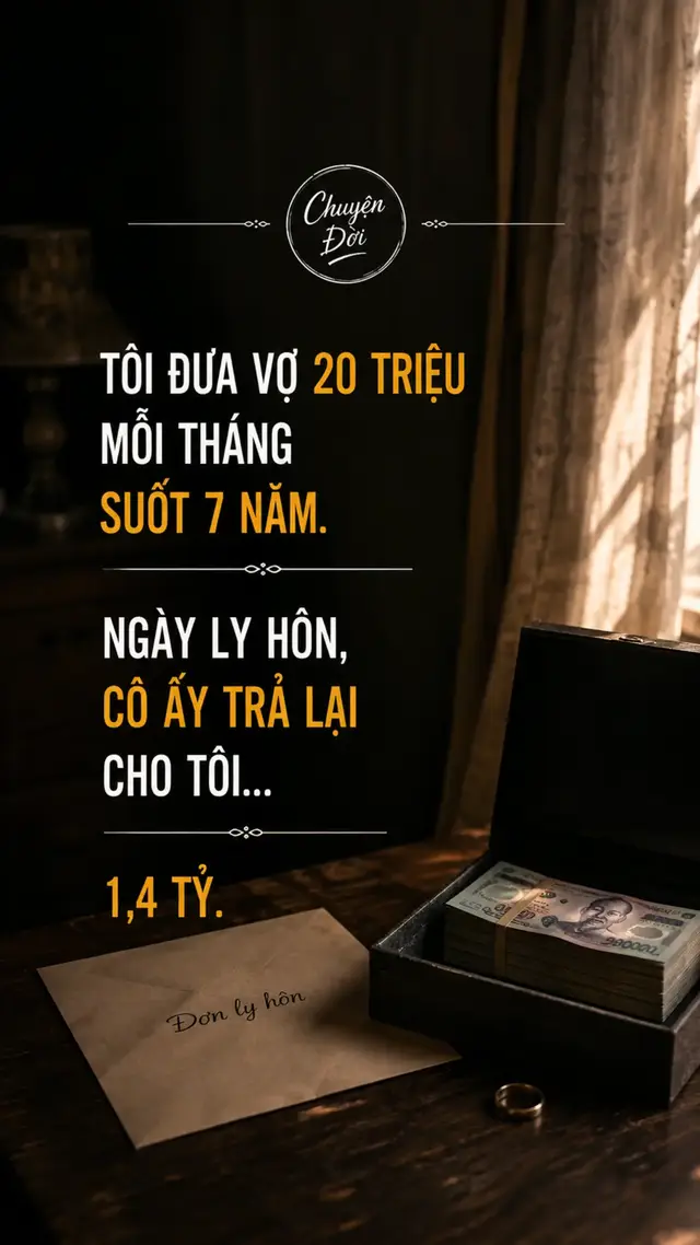 Ảnh minh họa Suốt 7 năm kết hôn, tháng nào tôi cũng chuyển cho vợ 20 triệu. Tôi luôn nghĩ mình là một người chồng có trách nhiệm. Tiền nhà, tiền điện, học phí của con… tôi chưa từng để vợ phải hỏi. Tôi làm việc