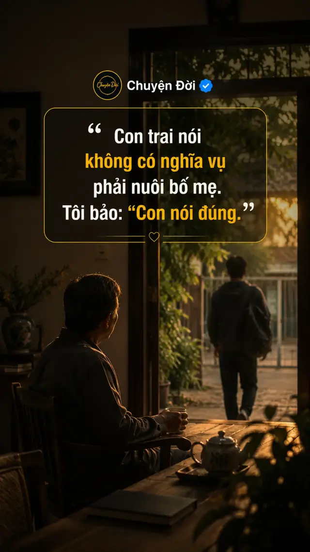 Ảnh minh họa “Con trai nói không có nghĩa vụ phải nuôi bố mẹ. Tôi bảo: ‘Con nói đúng.’”