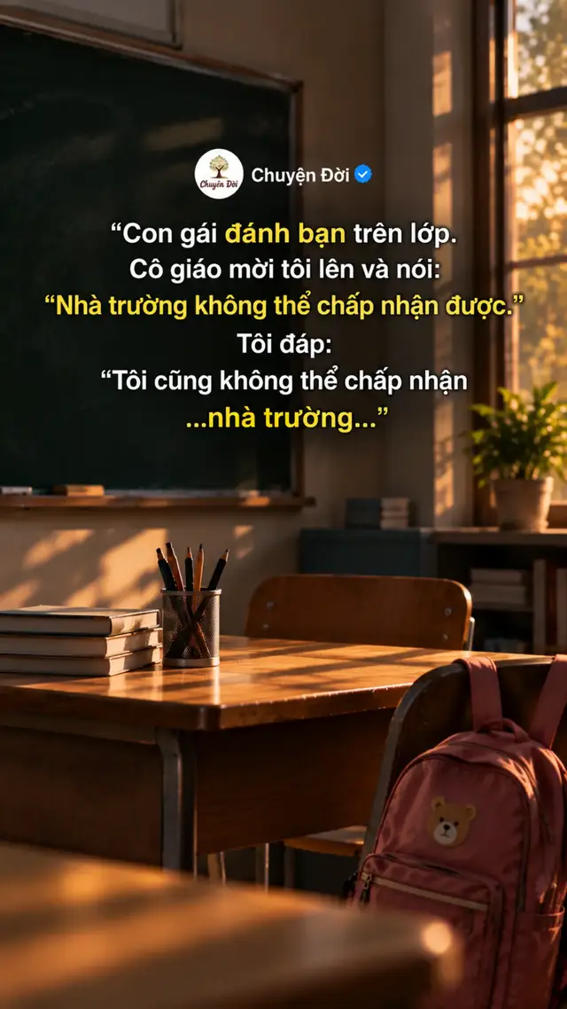 Ảnh minh họa Chiều hôm đó, tôi ngồi đối diện cô giáo trong phòng làm việc. Con gái ngồi cạnh, mắt nhìn xuống sàn. Cô giáo nói “Cháu đã đánh một bạn trong lớp. Nhà trường không thể chấp nhận hành vi này.” Tôi quay
