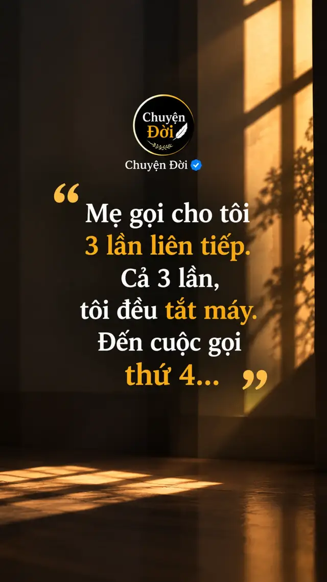 Ảnh minh họa Mẹ gọi cho tôi 3 lần liên tiếp. Cả 3 lần, tôi đều tắt máy. Đến cuộc gọi thứ 4… người gọi lại là bố. Hôm đó là chiều thứ Sáu. Tôi đang ngồi họp thì điện thoại rung. Mẹ gọi. Tôi bấm tắt. Chưa đầy mười