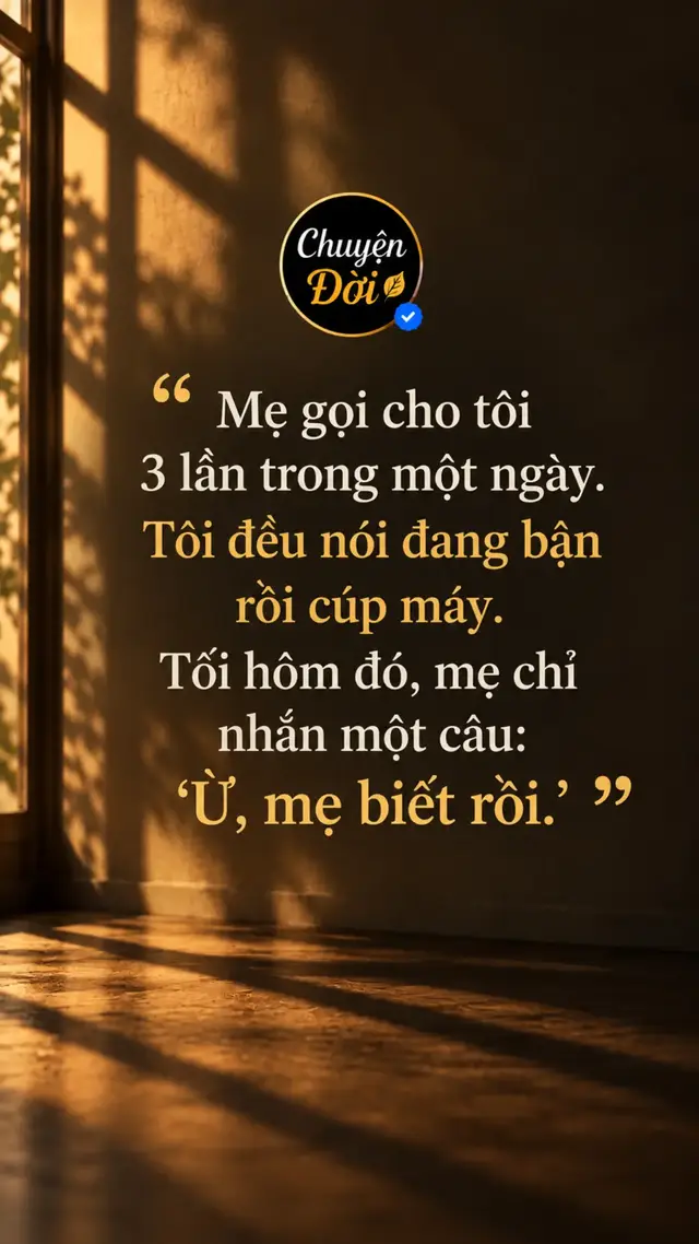 Ảnh minh họa “Mẹ gọi cho tôi 3 lần trong một ngày. Tôi đều nói đang bận rồi cúp máy. Tối hôm đó, mẹ chỉ nhắn một câu: ‘Ừ, mẹ biết rồi.’”