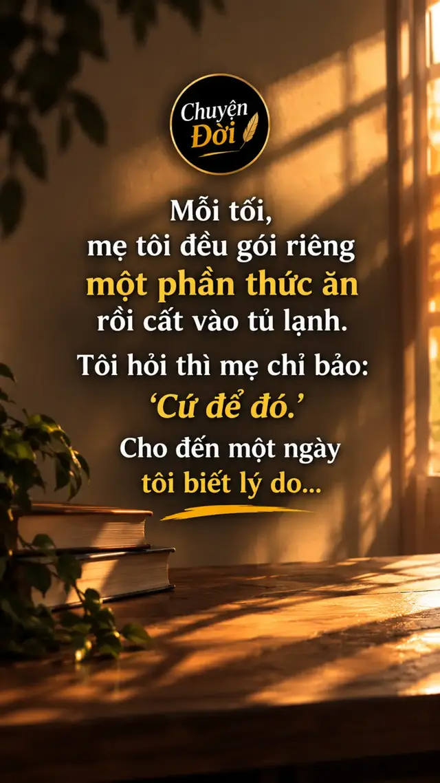 Ảnh minh họa Sáng nào cũng vậy, trước khi tôi đi làm, mẹ đã lấy phần thức ăn ấy ra, hâm nóng lại rồi cho vào một chiếc hộp nhỏ. Tôi cứ nghĩ mẹ để dành cho ai đó trong nhà. Cho đến một buổi sáng, tôi thấy mẹ mang