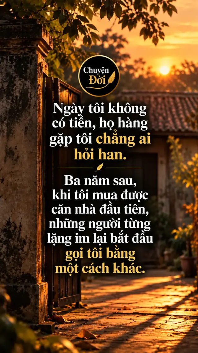 Ảnh minh họa “Ngày tôi không có tiền, họ hàng gặp tôi chẳng ai hỏi han. Ba năm sau, khi tôi mua được căn nhà đầu tiên, những người từng lặng im lại bắt đầu gọi tôi bằng một cách khác.”
